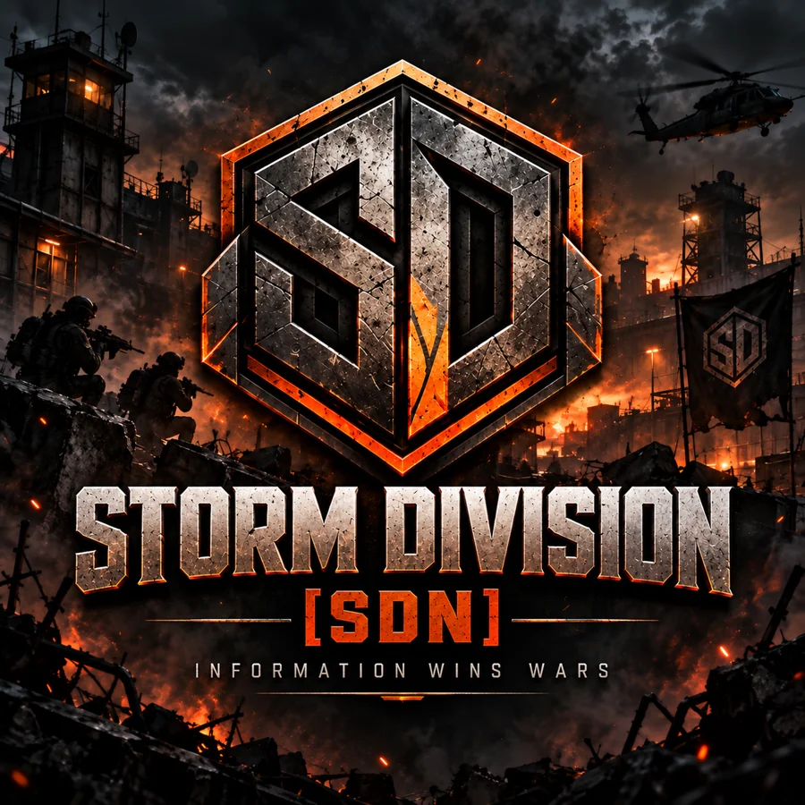STORM DIVISION – Metallisches SDN-Emblem im Schlachtfeld